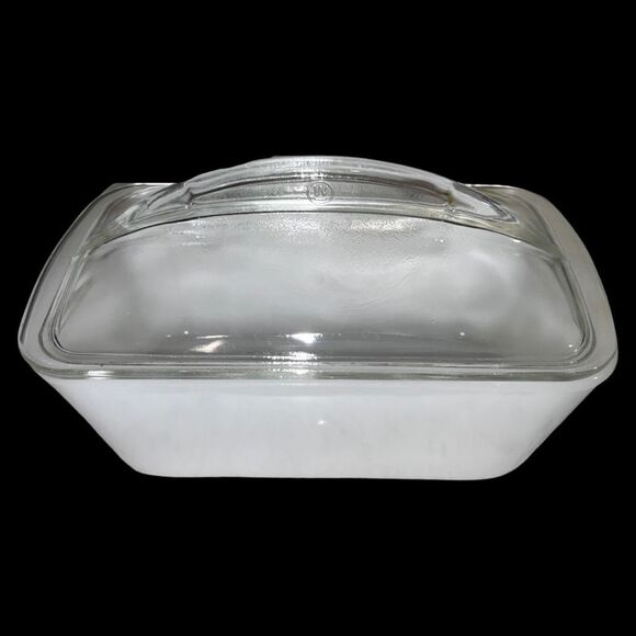 Vintage Westinghouse Loaf Pan Milk Glass Baking Refrigerator Dish Clear Lid 9” - Picture 5 of 7